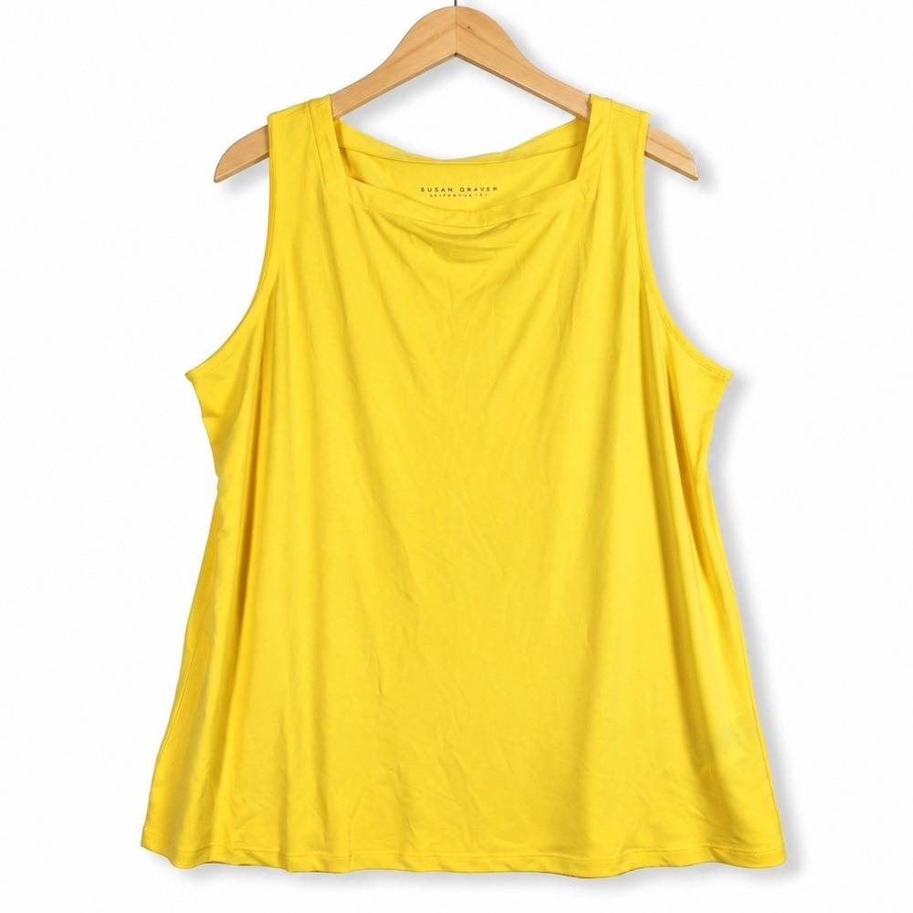 Susan Graver Top Womens Large Lemon Drop Modern Liquid Knit Sleeveless A680495